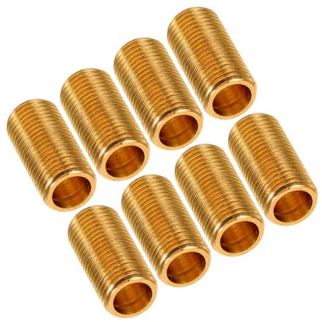 Mipcase 8pcs M10 Brass Lamp Stem Rod Connectors 15mm Length Hollow Threaded Lamp Fittings Lighting Fixture Replacement Hardware for Repair