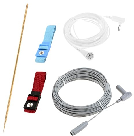 Copper Grounding Rod with 40ft Female Ground Cord, Portable Ground Rod Kit with 15ft Male Wire & Wristband for Grounding Mat, Grounding Sheet, Pillowcase