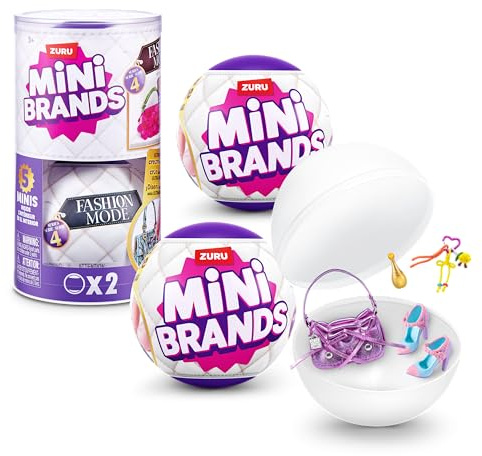 Mini Brands Fashion Series 4 2 Pack de ZURU – Juguete Coleccionable de Desempaquetado con 5 Mini Bolsos de Moda Sorpresa, Zapatos y Accesorios, Más de 80 Estilos para Coleccionar, 3+ Años