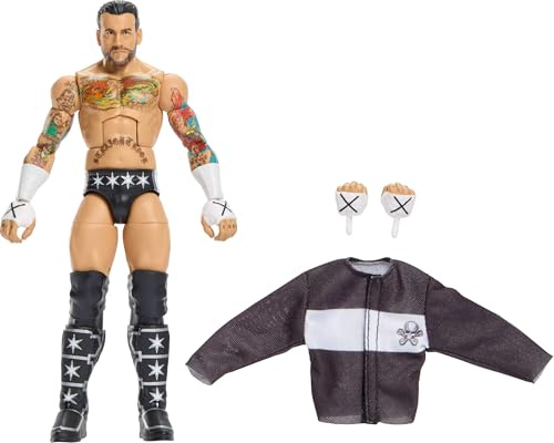 Mattel WWE Elite cm Punk Action-Figur und Zubehör, Serie 124 | Set mit 15 cm CM Punk-Figur, 25 Gelenkpunkte und Wechselhände, für Kinder und Sammler, JHT70