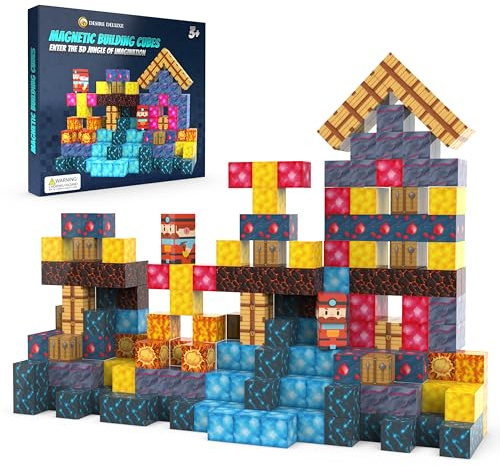 Desire Deluxe Magnetiska Kubblock för Barn – 3D Byggklossar STEM-leksaker, Montessori Magnetiska Byggleksaker för Småbarn, Förskolepedagogiska Leksaker, Kreativa Byggset för Pojkar & Flickor från 3 år