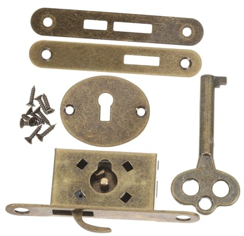 NUOBESTY Antique Patina Drawer Lock Key Card for Jewelry Box Lock and Key Vintage Cabinet