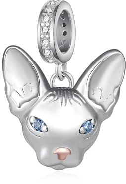 Sphynx Cat Charms pour Bracelets 925 argent Sterling Charm chats sans poils Charms Sphynx Cat cadeaux pour les femmes