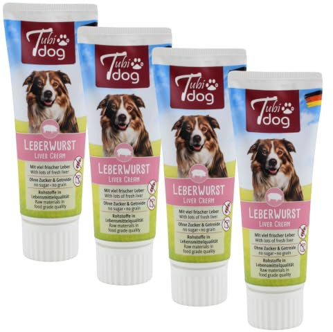 Leberwurst | Paste für Hunde | 4 x 75 g | Ohne Zucker & Getreide
