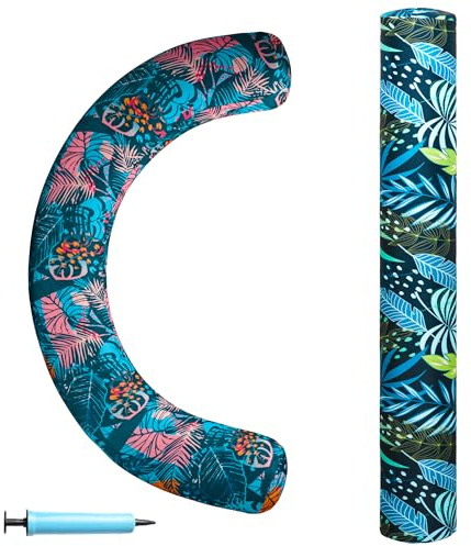 2 Pack Inflatable Pool Noodles for Adults, Soft Fabric Covered Quick Drying Swimming Pool Noodle, Large Pool Floats Noodles with Hand Pump for Pool, Beach, Lake, Summer Party, Water Fun