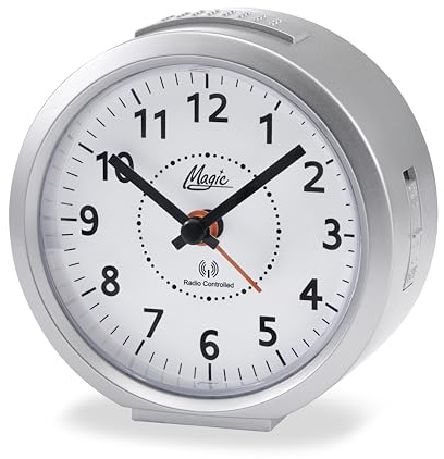 Atlanta Funkwecker Analog Licht Snooze Crescendo Zahlen - 2830/19M (Silber)