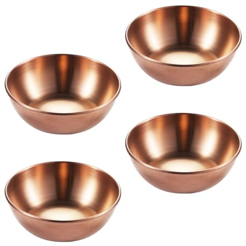 Amosfun Mini Piattini Salse in Acciaio Inox 4 Pezzi Vassoio per Aperitivi, Adatti per Uso Professionale e Domestico