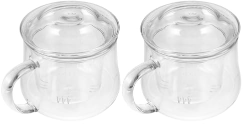 NESTINGHO 2 Tazas de Té con Filtro y Tapa Resistente al Calor de de 300ml Diseño con Asa, Hogar y Oficina