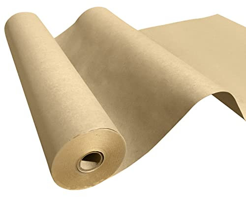 Rollo de papel Kraft Jumbo de 45 x 61 cm, ideal para envolver regalos, manualidades, postales, embalaje, cubierta de suelo, desnudo, parcela, camino de mesa, 100% material reciclado