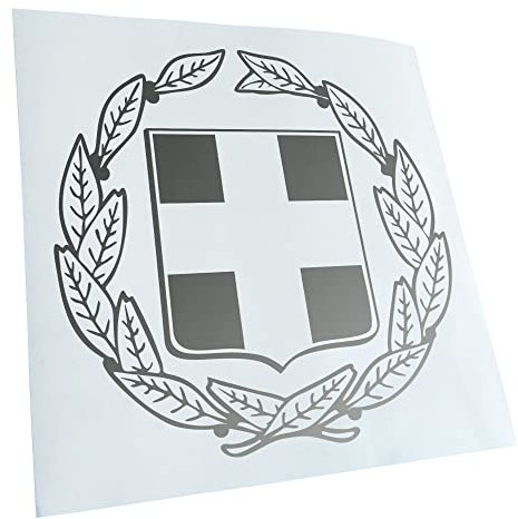 Kiwistar - Autoaufkleber - Griechenland Wappen - Silber - 10,5x10cm - Heckscheibe Auto Aufkleber wetterfest für Kfz LKW Mofa Truck - Sticker außen selbstklebend Tuning Zubehör für Fenster Fahrzeug