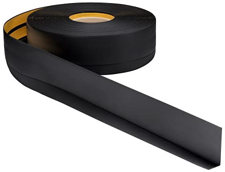 ProfiPVC Battiscopa PVC 50x20 mm - 1 metro, Adesivo, con Striscia Spezzata, Battiscopa Angolare Autoadesivo, flessibile e morbida, montaggio facile, 50x20 mm, Nero