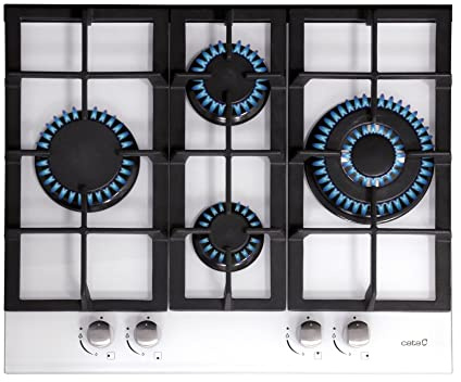 CATA LCI 6031 WH Plaque de cuisson au butane 4 brûleurs (1 triple anneau) Pour plaques de cuisson au gaz naturel. Largeur 64 cm. Puissance totale 9,25 Kw. Tiges et brûleurs en fer.