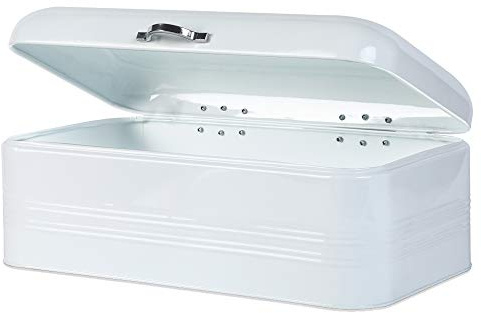 Brightalk Large Bread Box for Kitchen, Metal Bread Storage Bin with Lid, 16.3x9x6.7, White