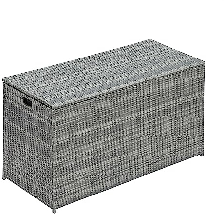 Teamson Home Outdoor Garden Storage Box, 700 Litre, X-Large Storage Box, Storage Chest with Lid and Lining, Weather Resistant, Soft Close Hinges, Grey