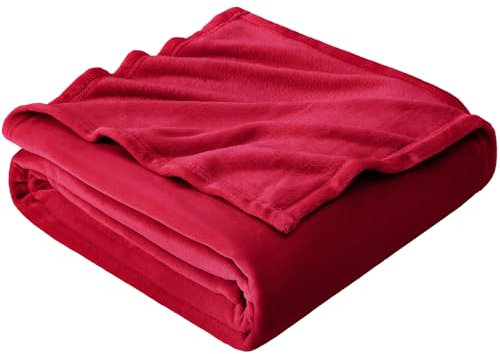EHEYCIGA Kuscheldecke flauschig, weiche warme Fleecedecke 220x240 als Decke Sofa, Wohndecke oder Couchdecke überwurf, Dunkelrot