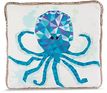 NICI Kuschelkissen Oktopus 30x30cm – Flauschiges Kuscheltierkissen für Mädchen, Jungen & Babys – Quadratisches Stofftierkissen in modischem Polygondruck, beige/blau, 1 Stück (1er Pack)