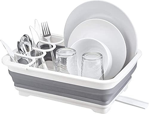 DASHMESH Collapsible Drainer Dish Rack, Dish And Kitchen Utensil Drainer Dinnerware Basket For Kitchen, Portable Foldable Dish Drainer Cutlery Holder Drying Rack