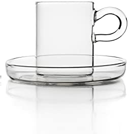 Ichendorf Piuma Set 6 tazze caffè con piatto in vetro borosilicato
