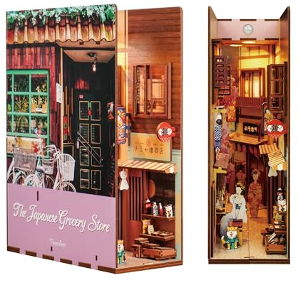 Tonecheer DIY Book Nook Kit, 3D-Pussel Trä Vuxna Gör-Det-Själv Nook Bok Miniatyrer Bygga, Bokhylla Presentinsats (Den japanska livsmedelsaffären)