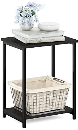 Furinno Simplistic 2-Tier Metal Frame Side Table, Espresso