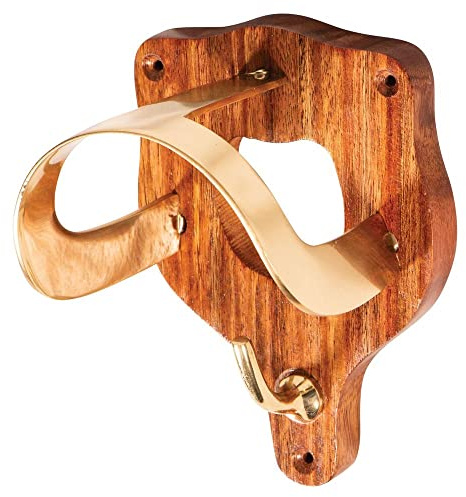 Schneiders Berlin Brass and Wood Standard Bridle Bracket for Horse Tack Organization | Classy Design for Barn & Tack Rooms | Solid Brass Hooks | Included Mounting Hardware | Color Brass/Wood