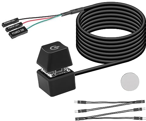 SinLoon Desktop Switch Desktop Computer Power Switch External Remote Start Computer Motherboard Power Switch Button Extension Cord with LED Light
