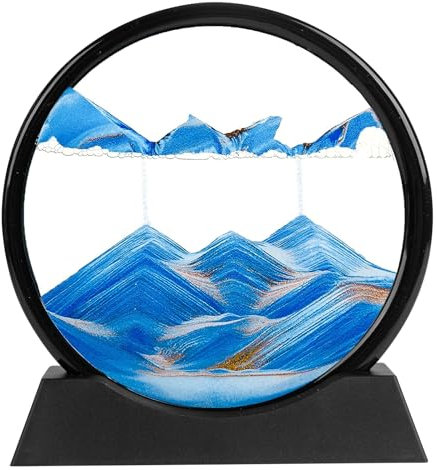 AIBAOBAO Sandbilder Zum Drehen, Fließendes Sandgemälde, bewegliches Sandkunstbild, Rundes Glas, Dynamisches Sandbild, Bewegende Sandkunst, 3D Fließende Sandmalerei für Erwachsene und Kinder