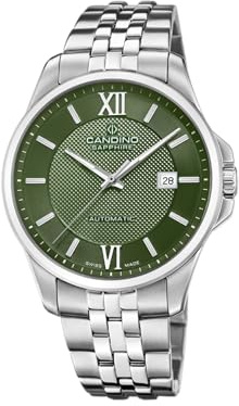Candino Swiss Reloj Automático Hombre de Acero Inoxidable 316l Plateado Reloj Analógico Hombre - Calendario - Cristal Zafiro de Alta Resistencia - Resistente al Agua 5 ATM C4768/3 Automatic