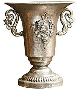 UsmAsk Vase Classical Goblet Flower European Style Retro Old Wrought Iron Vase Flower Pot Golden and Silver Wedding Photo Props Decorative Vase (Color : B2) (B2)