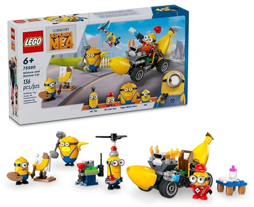 LEGO Despicable Me 4 Minions and Banana Car Toy Gift for Kids, Fun Illumination’s Despicable Me Playset, Creative Building Minions Toy for Boys and Girls Aged 6 and Up, 75580