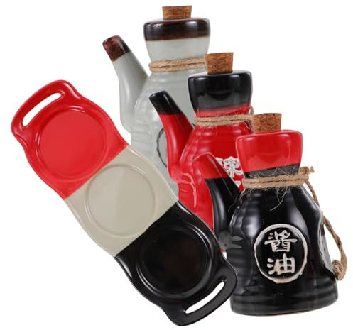PRETYZOOM 1 Juego Aceitera y vinagrera estilo japonés dispensador de leche condensada botella de cerámica para condimentos dispensador miel tarro de vinagre frascos de vinagre de cerámica