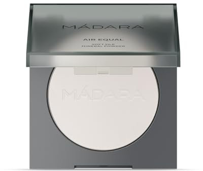 MÁDARA AIR EQUAL Soft Silk Mineral Powder, #0 TRANSLUCENT, 9 g - finitura opaca, cipria fissante per la cura della pelle senza talco, dermatologicamente testato, certificato COSMOS Natural