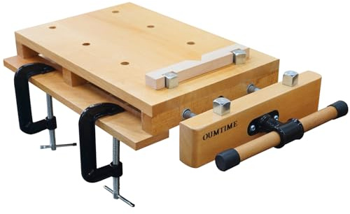 Portable Workbench,The Bench Vise is Made of Hard Beech.Woodworking Vise Contains Wood Clamp, 4 Bench Dogs and 2 Clips,Wood Workbench top Workbench Vice Tools is Suitable for Garage Studios