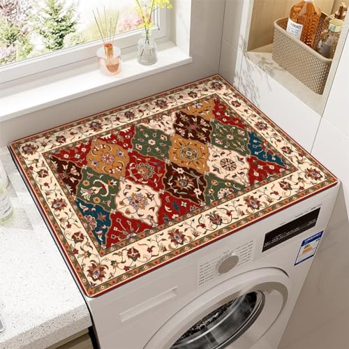 Anti-Slip Washer Or Dryer Top Mat Covers 23.6 x 19.6 Inch Kitchen Dish Drying Mat Bohemian Mandala Pattern Protector Covers Washing Machine Top Protector Dust-Proof Cover (Styles 6)