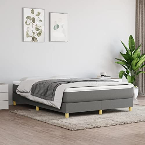 Homgoday Boxspring-Bettgestell, Stoff, dunkelgrau, 140 x 190 cm, Bettgestell, 80/90/100/120/140/160/180 x 200 cm, Einzelbett