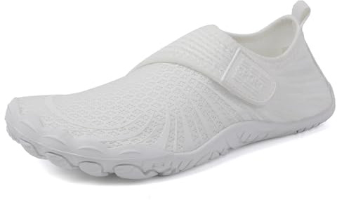 Unisex Zapatos de Agua Hombre Mujer Escarpines Barefoot Zapatillas Verano Outdoor Antideslizante Secado Rápido Calzado Surf para Fitness Yoga Playa Transpirable Ligeras Zapatos Descalzos，Blanco，39EU