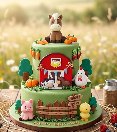 Farm Animal Cake Toppers Sheep Cow Pig Farm Birthday Party Decor | Farm Animals Cake Decoration Sheep Cow Pig Cake Topper Farm Animal Birthday Decorations Farm Themed Party Supplies