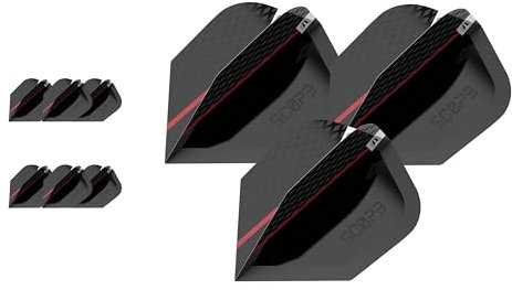 Target Darts Scope Pro Ultra Dart Flights, 9er Pack – No.6 Shape Flights | Profi Dart Zubehör, Scope Dart Flight Set, Multipack Flights Set, Schwarz & Rot