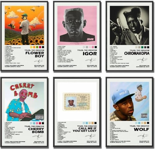 Eiebate: Set di 6 poster su tela di Tyler, poster decorativi da parete per stanza, stile rétro, 20 x 30 cm