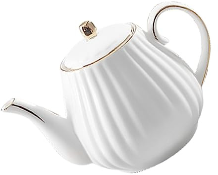 Cabilock Teiera e Decorazione da Scrivania in Ceramica Bianca Elegante e Delicata Capacità Adatta per Tè Sfuso per Uso Domestico