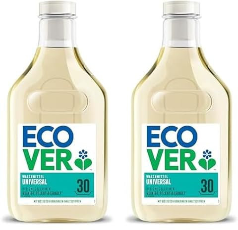 ECOVER Waschmittel Color, Apfelblüte und Freesie, Hibiskus und Jasmin, 1,5 L (30 Waschladungen) (2er Pack)