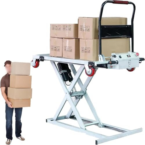 Carrello Elevatore Idraulico (Carico 300 kg), Carrello Elevatore Idraulico con 4 Ruote, Tavolo Elevatore A Forbice Singola, per Movimentazione Materiali