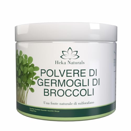 Heka Naturals Poudre de germes de brocoli - 100 % pur super aliment à base de graines germées - sulforaphane, végétalien, sans OGM ni additifs (petit (150 g))