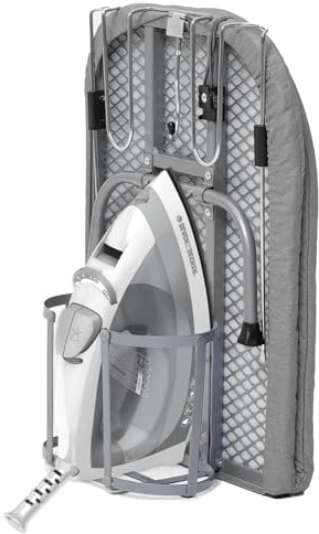 Small Ironing Board with Iron Holder, RAINHOL Countertop Mini Ironing Board Tabletop with Non-Slip Feet, Travel Foldable Iron Table for Small Space, Grey