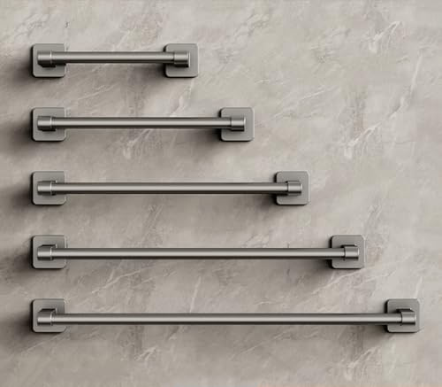 Barra portasciugamani singola/doppia, senza foratura, in acciaio inox, resistente, autoadesiva, da parete (singolo, 80 cm)