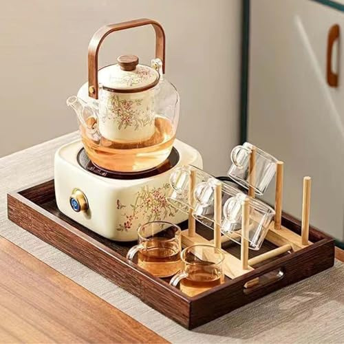 DEEguess RéChaud éLectrique en CéRamique 5 PièCes, 7 Vitesses, Bouton Rotatif, Panneau Microcristallin, IdéAl pour La Cuisson du Thé Autour du RéChaud Et Le Camping,Square