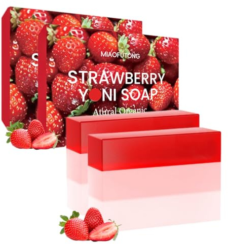 2PCS Strawberry Soap Bar for Women-Ph Balance Feminine Wash,Strawberry Body Wash for Feminine Intimate,Strawberrys Body Odor Soap,Moisturizing,Eliminates Odor,Strawberrys Shower Soap Bar