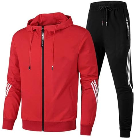 Udbeksid Jogginganzug Herren 2-Teilig Trainingsanzug Hausanzug Oversized Pullover Hoodie Und Baggy Baumwolle Jogginghose Sportanzug Kapuzenpullover Kapuzenjacke Jogginghose Jogginganzug Set (L,A)