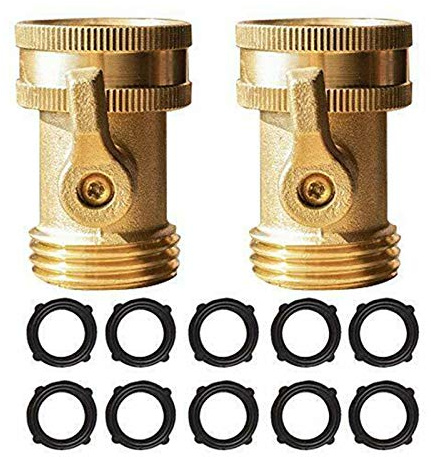 2Pcs Heavy Duty Brass Garden Hose Shut-Off Valve with 10Pcs Rubber Washers for 3 4 Inch Threaded Watering Equipment Accessories