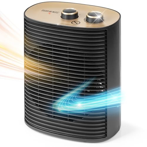 Duronic HV32 BK Heizlüfter, 2000 Watt Elektroheizung für Steckdose | Kleine Mini Heizung als Fußwärmer, Elektroheizkörper mit 2 Stufen, mit Umkippschutz und Haltegriff, Kaltfunktion